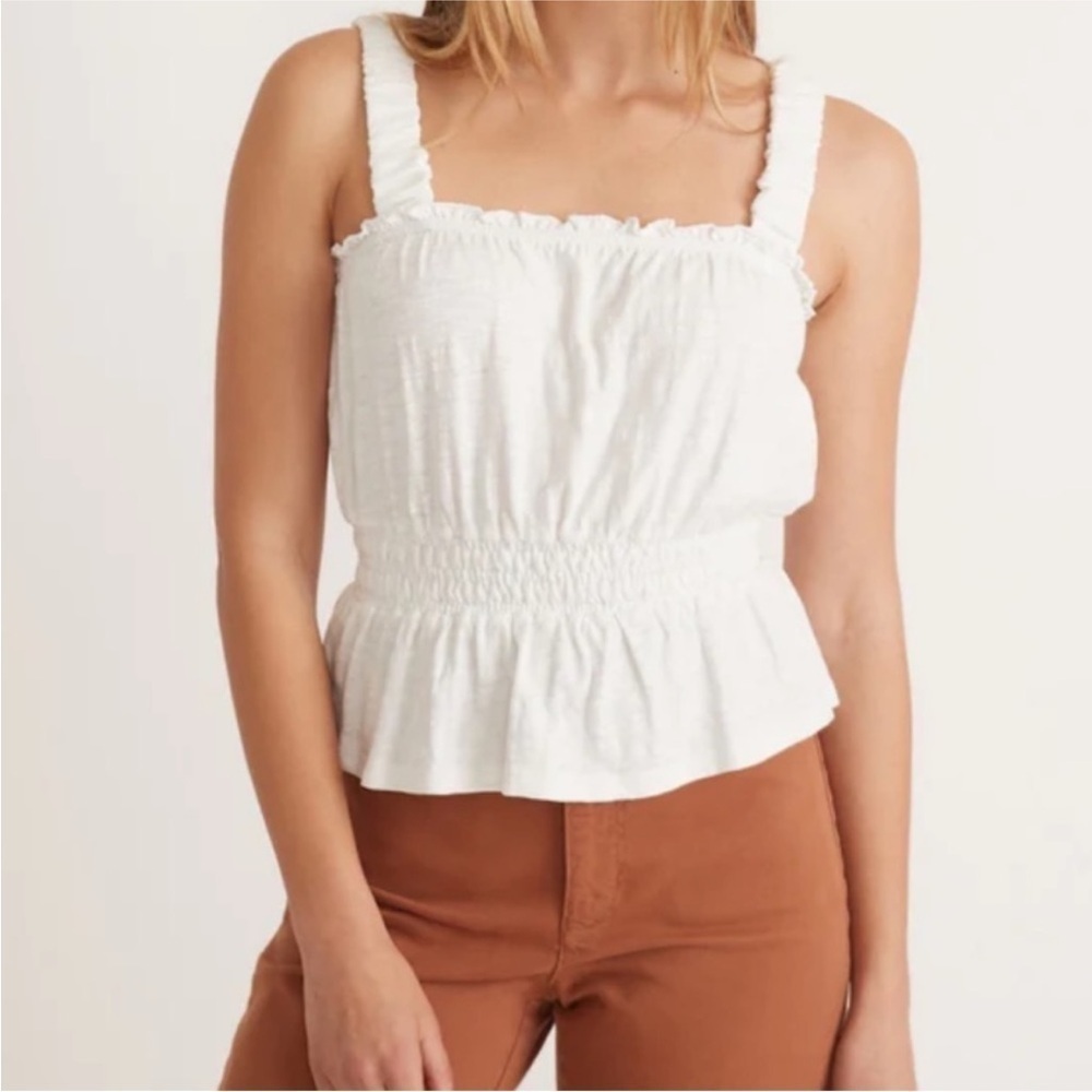 Marine Layer Dylan Smocked Tank in Antique White Size Medium 100% Cotton NWOT